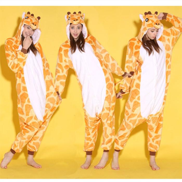 Unisex Cartoon Animal Giraffe Adult Onesies Onesie Pajamas Kigurumi Jumpsuit Hoodies Sleepwear For Adults Welcome Wholesale Order