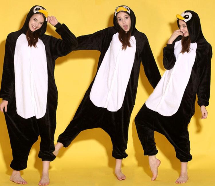 Cartoon Animal Black Penguin Adult lOnesies Onesie Pajamas Kigurumi Jumpsuit Hoodies Sleepwear For Adults Welcome Wholesale Order