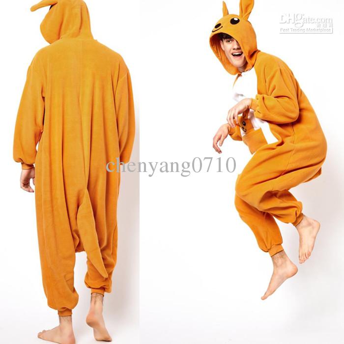 Cartoon Animal Yellow Kangaroo Adult lOnesies Onesie Pajamas Kigurumi Jumpsuit Hoodies Sleepwear For Adults Welcome Wholesale Order