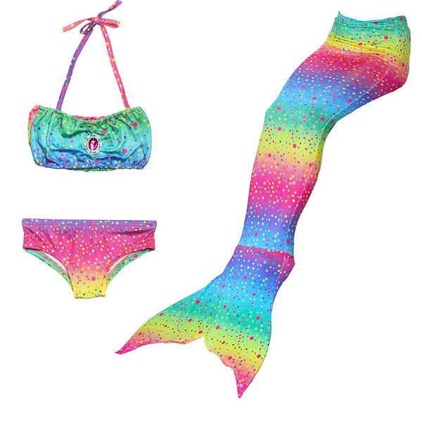 3PCS Girls Mermaid Tail Swimwear Cosplay Mermaid Bikinis Set Kids Mermaid Tails Swimsuit Beach Swimming Costume Clothes for Swim