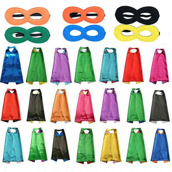 100pcs Plain colors 70*70cm 2 layers satincostume Halloween Cosplay Superhero Capes kids capes good quality