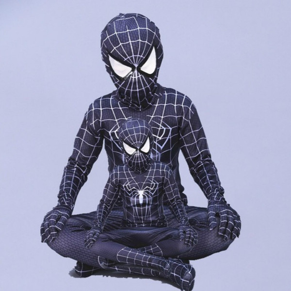 Cosplay Spandex zentai evil black spiderman costume Halloween costumes for kids Children superHero Cosplay Full bodysuit Custom