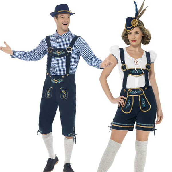 Women Men Oktoberfest Costume Female Sexy Beer Carnival Party Clothes Male Cool Bavarian Octoberfest Festival Adult Fancy Waiter Cosplay