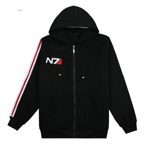 Game Mass Effect 3 N7 top Coat black Hoodies Mens Clothing cosplay Costume unisex cotton coats and jackets