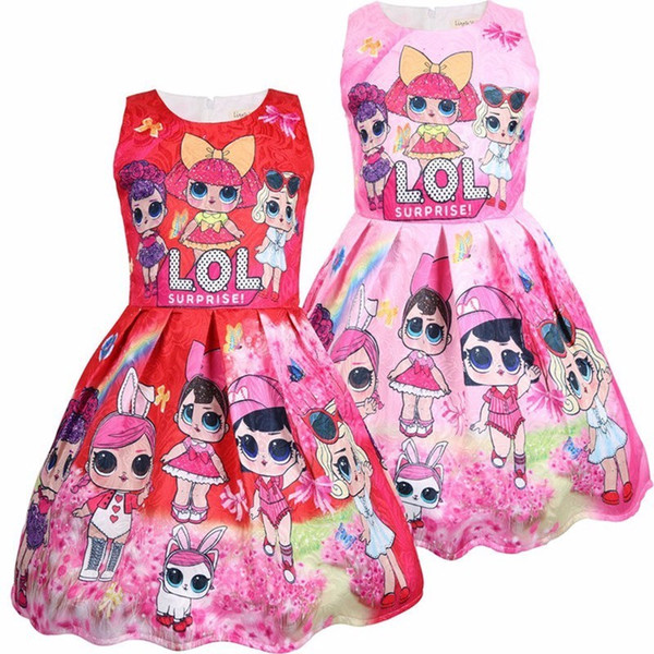 New Girls Dresses Summer Children Cute Sleeveless Pleated Princess Dress Kids Doll Christmas Birthday Party Costume