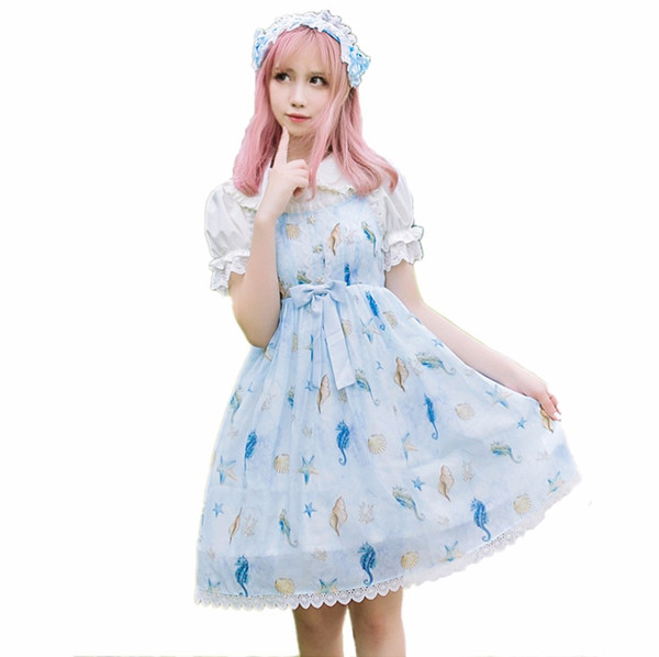 Sweet Lolita Jumper Skirt JSK Song of Star Fish Lolita Dress