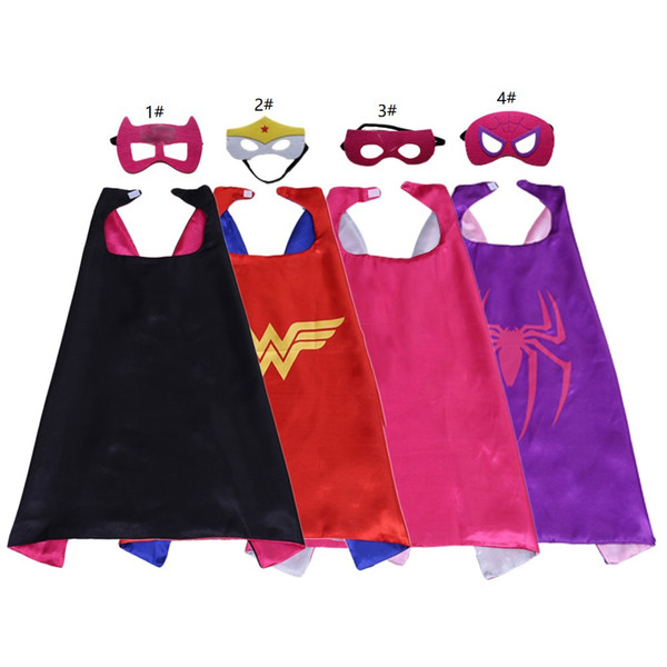 Superhero Capes 70*70cm Cartoon Double layer Cape with Mask for Kids Christmas Halloween Cosplay Capes Prop Costumes