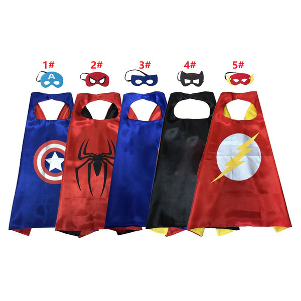 27in double layer superhero capes wholesale kids masks cartoon cosplay cape child holiday halloween gifts party favors dress up clothes