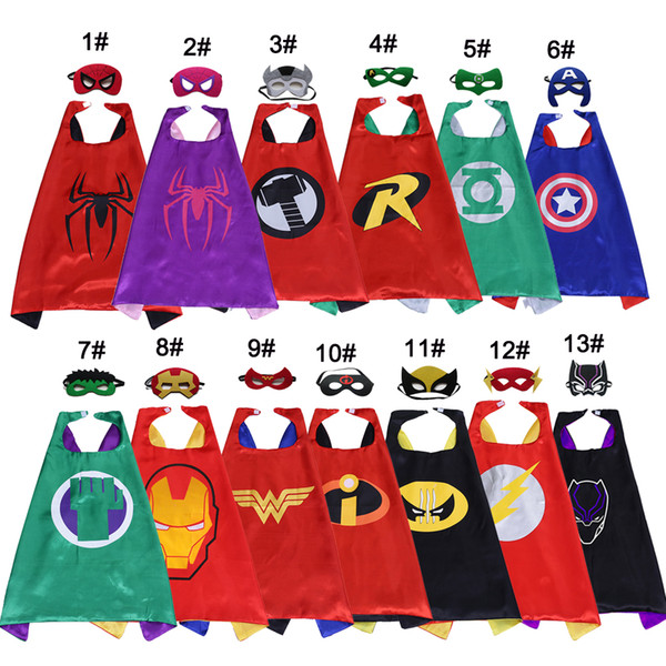 Superhero Capes for Kids Heroes Reversible Satin Capes and Masks for Dress Up Costumes 27in Double Layer Cartoon Cosplay Children Costumes