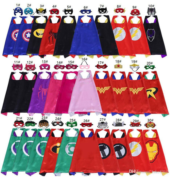 Superhero Capes for Children Heroe Reversible Satin Cape and Masks for Dress Up Costumes 27in Double Layer Cartoon Cosplay Children Costumes