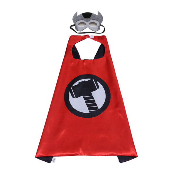 superhero children capes masks set wholesale cartoon mask faces halloween party cosplay costumes kids favors 27in double layer