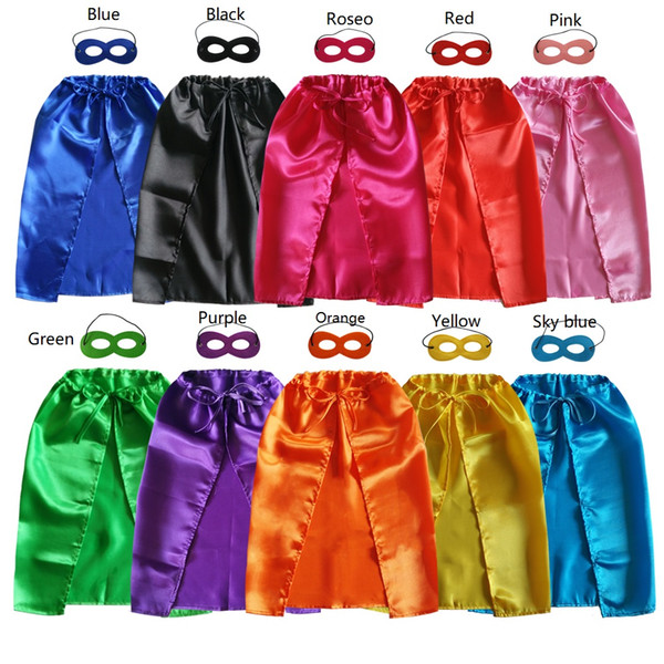 Children Superhero Dress Up Party Capes with Soft Masks Lace-up Pack of 20 pcs (10 Sets 10 Colors)