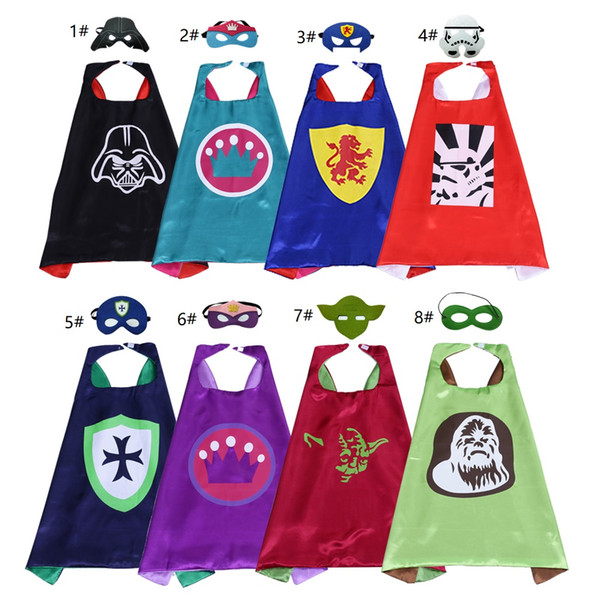 70*70cm Superhero Cape with Mask Double Layer Satin Christmas Kids Birthday Costumes Children Favors Halloween Gifts