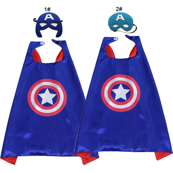 5 Sizes Double Side Superhero Cape and mask Cosplay Cartoon Cosplay Halloween Christmas Party Stage Performance for Kids boy girl