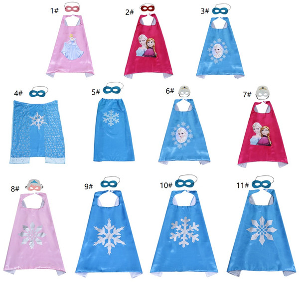 Children's Capes and Masks Super Hero Chirstmas Party Costume Birthdy Dress Up Satin Double Layer For girls (11sets,22psc)