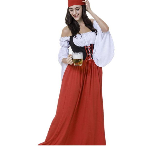 Gretchen Oktoberfest Costumes Red Ladies Club Beer Festival Bavarian Women Halloween German Beer Fest Outfits Plus Size PM231