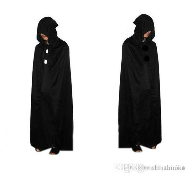 2015 HOT Halloween Costume knitted fabric Theater Prop Death Hoody Cloak Devil Long Tippet Cape Black Free FedEx DHL