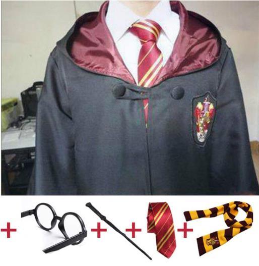 Cosplay Costume Robe Cloak with Tie Scarf Ravenclaw Gryffindor Hufflepuff Slytherin for Adult Kids