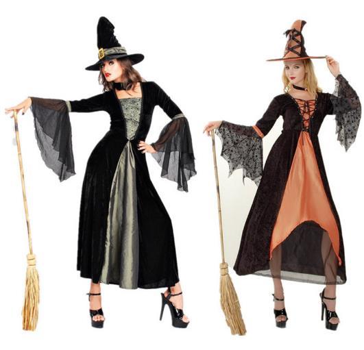 female witch long-sleeve double color costume role playing Halloween party costumes cosplay stage performance women clothes