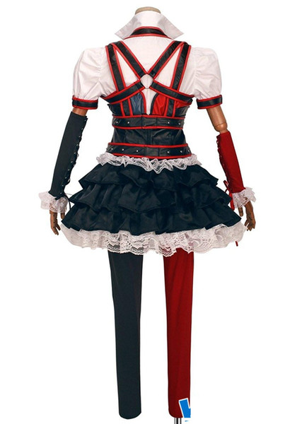 Malidaike Adult Women's Halloween Batman Arkham Asylum City Harley Quinn Dress Cosplay Costume Complete Suit