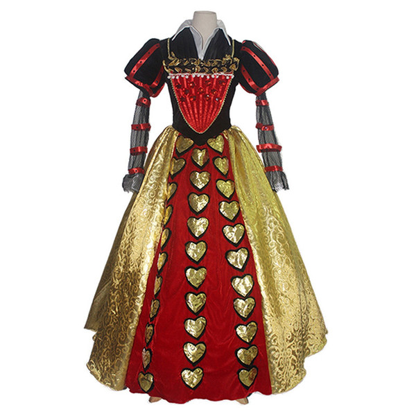 Malidaike Movie Figure Women's Dress Set for Alice in Wonderland Red Queen of Hearts Cosplay