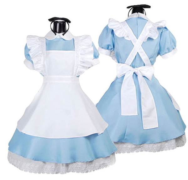 Malidaike Movie Figure Women's Fancy Halloween Maid Dress Costume Cosplay Outfit with Apron Blue