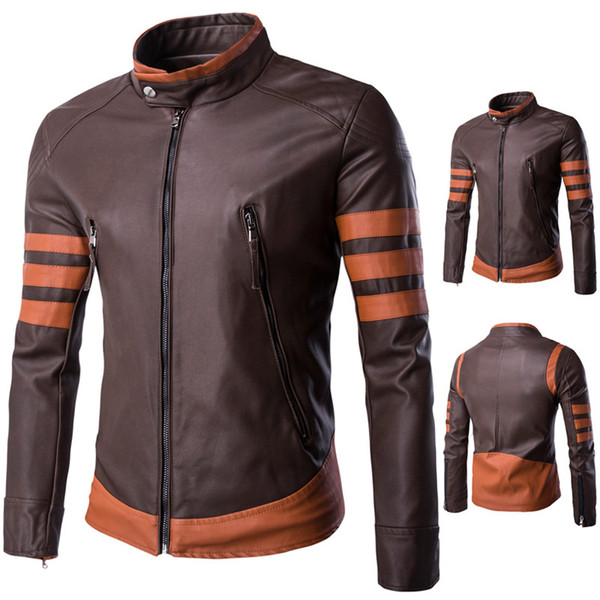 Malidaike Wolverine Logan Leather Motorcycle Locomotive Jacket Cosplay Halloween Costume Male Size