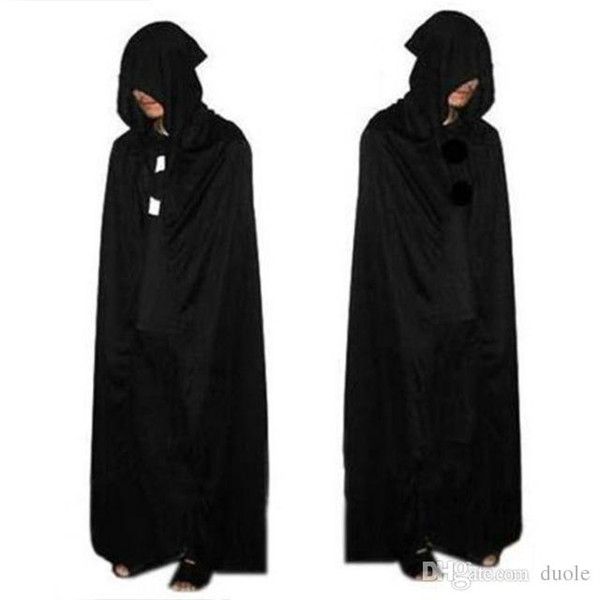 Halloween Costume knitted fabric Theater Prop Death Hoody Cloak Devil Long Tippet Cape Black Free FedEx DHL