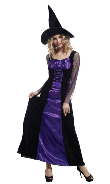 Shanghai Story Halloween costume masquerade adult women purple witch costume sorceress clothes cosplay