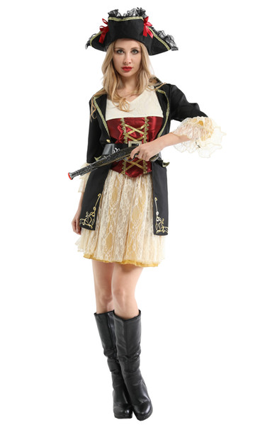 Shanghai Story Women's Pirate Noble Halloween Costume Captivating Pirate dress High-grade Adult Performance Cosplay Carnival Party