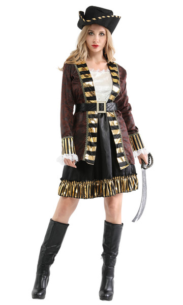 Shanghai Story Halloween Party Woman Pirate Cosplay Costume Caribbean Pirates With Hat