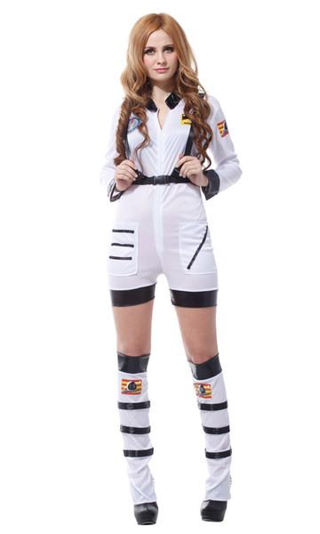 Shanghai Story Free shipping Fantasias halloween party Cosplay Adult white and orange Astronaut costume Spacesuit Theatrical Dress Clothes