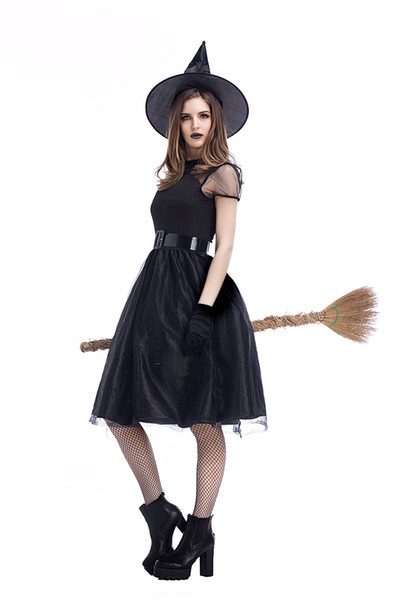 Glamcare Halloween Costumes & Cosplay New Black Gauze witch Suit Witch suit temperament witch Night Ghost Game Suit M-3XL