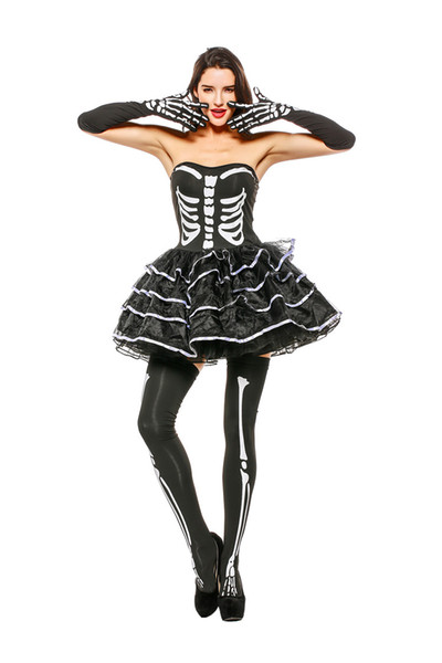 Glamcare Halloween Costumes & Cosplay Skull Print Horror Theme Party with Tutu SKirt