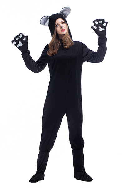 GLAMCARE New Black Cat coveralls Animal play bear COSplay clothes Couples neutral cat clothes men and women Black