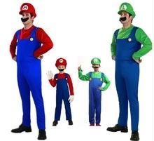 10 Sets Halloween Cosplay Costumes Super Mario Luigi Brothers Jumpsuit With Hat & Beard Party Costume For Family Couples 3 in 1 set CS003