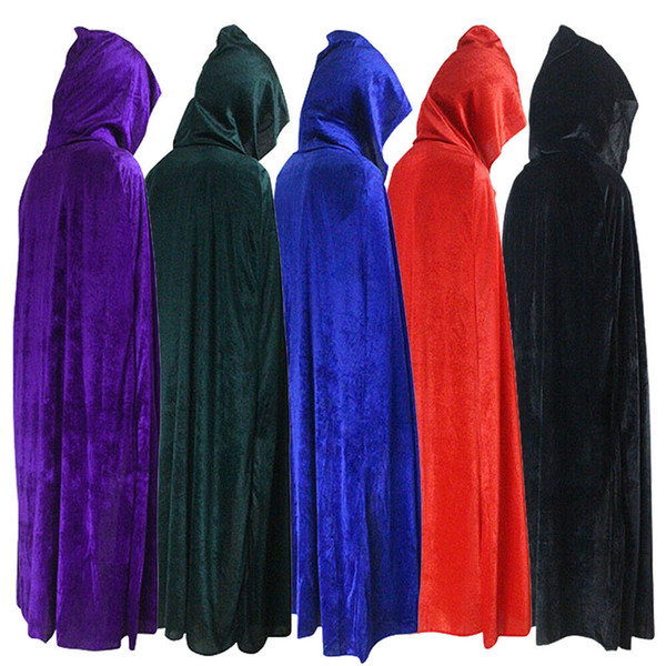 Hooded Cloak Long Velvet Cape for Christmas Halloween Cosplay Costumes for Men and Womens