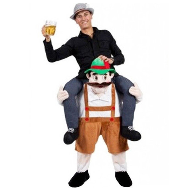 Shoulder Ride On Mascot Costume Piggy Back Party Fancy Dress Carry Costume (Beer Man / Brown)