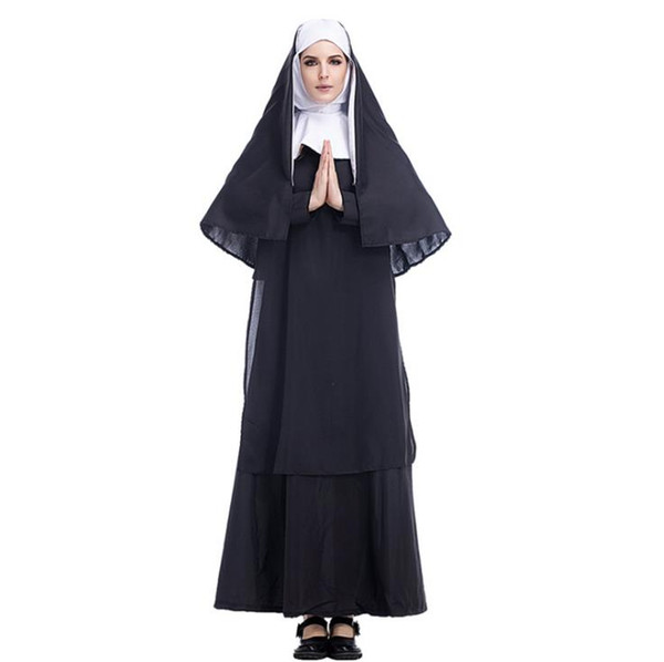 Designer Halloween Costume Adult Jesus Christ Women Missionary Pastor Clothing Fashion Maria Priest Nun Service Role Play