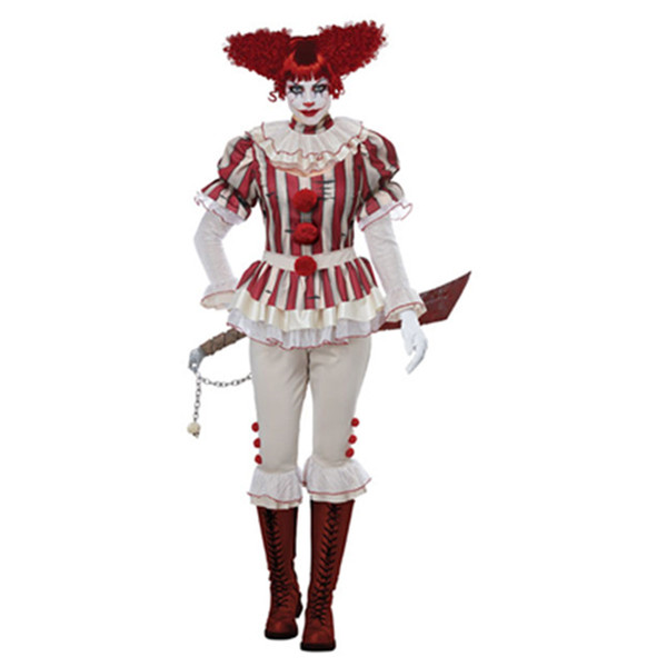 Funny Clown Costume Adult Women Clown Circus Cosplay Carnival Halloween Costume Uniform