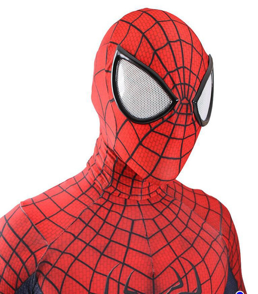 Halloween adult marvel lycra The Amazing Spiderman Costume Cosplay mask lens 3D Printing