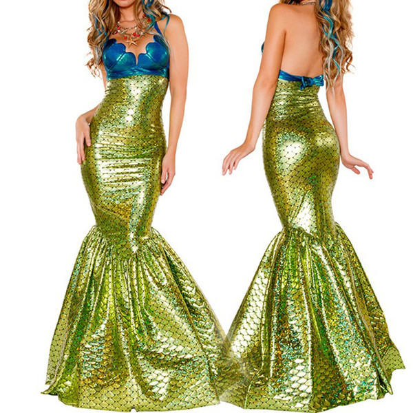 VASHEJIANG Sexy Amazing Mermaid Tail Costume Adult Fantasia Mermaid Princess Cosplay Deguisement Halloween Costumes for Women