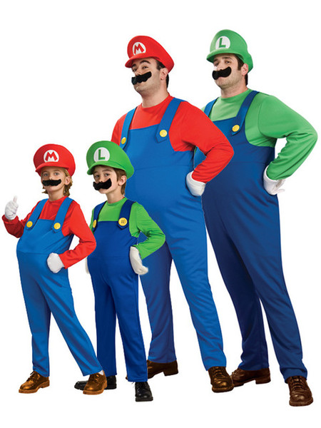 Halloween Cosplay Costumes Super Mario Luigi Brothers Fancy Dress Up Party Cute Costume For Adult Children CS003