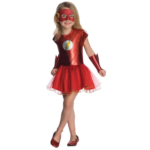 Girl Movie The Flash Costume Kid Fancy Dress Child Justice League DC Comic Halloween Carnival Fantasia Outfit