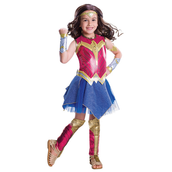 Child Dawn Of Justice Cosplay Costume for Girls Halloween Costume for Kids Short Sleeve Dress Kids