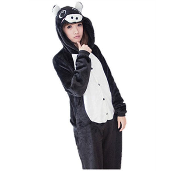 cute Black Pig Onesie Animal Costume Pyjamas Pajamas Cosplay Sleepwear Suit Halloween Christmas Girl Lady Women Men Cartoon Animal Jumpsuit