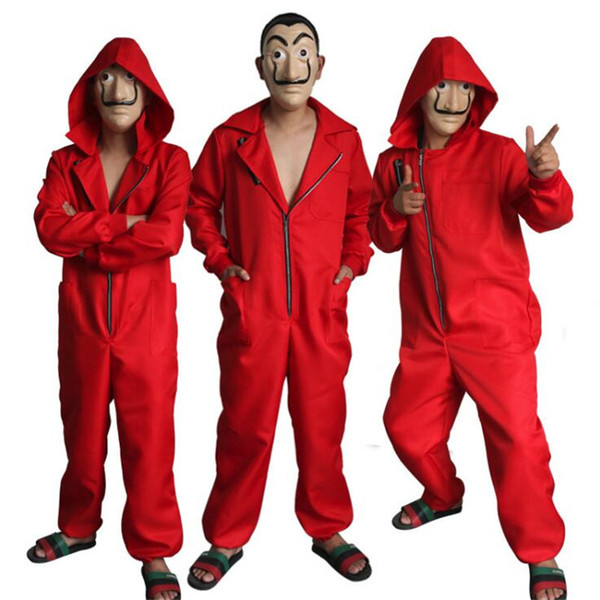 La Casa De Papel Salvador Dali Red Costume Jumpsuits Cosplay Dali Suit Money Heist Hot Movie