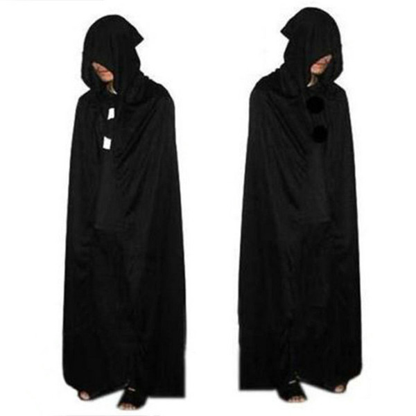 Halloween Costume knitted fabric Theater Prop Death Hoody Cloak Devil Long Tippet Cape Black Free FedEx DHL