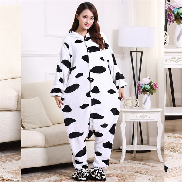 High Quality Cow Onesie Funny Cute Women Men Pajama Thicken Warm Big Size Carnival Party Suit Girls Animal Cartoon Sleep Wear