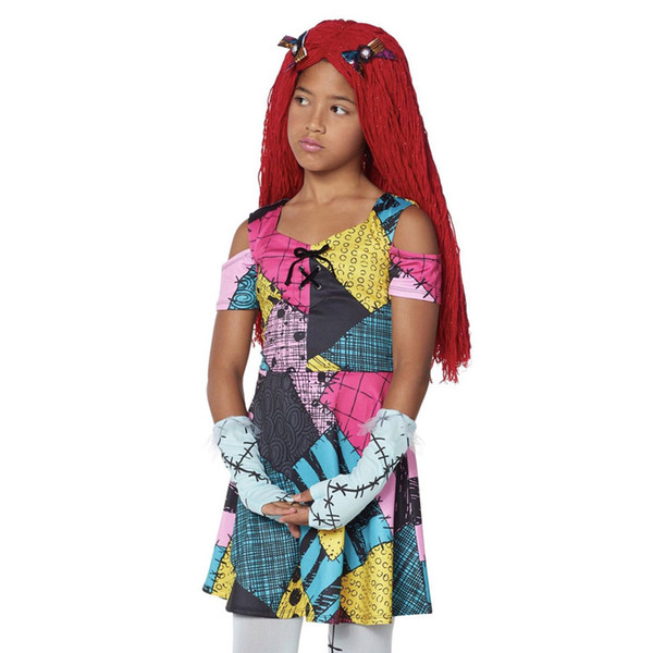 Girls or Adult Women the Nightmare Before Christmas Children Sally Costume Dress Halloween Party Costume For Kids